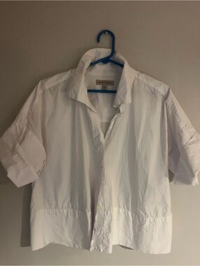 Banana Republic White Short-Sleeve Shirt blouse
